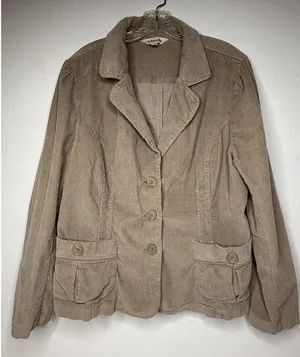 Vintage St. John's Bay Blazer Womens Size XL Tan Corduroy Jacket Retro Career‎ thumbnail 1