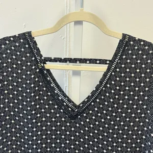 DR2 by Daniel Rainn Polka Dot V-Neck Blouse Black White Small DR19572PR1 Office thumbnail 5