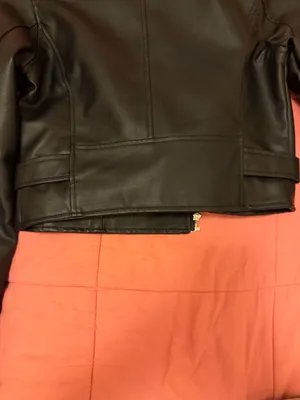 Windsor Windsor Black Faux Leather Belted Moto Jacket with Silver Hardware thumbnail 4