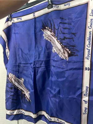 Song of Norway Royal Caribbean Cruise Blue and White Scarf GUC thumbnail 4