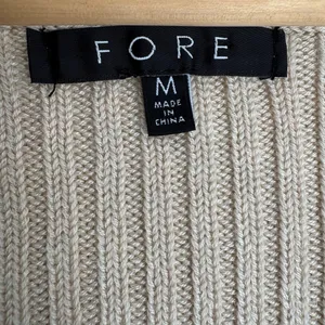 FORE Wrap long sleeve ruffle ribbed knit Sweater Tan Size M thumbnail 7