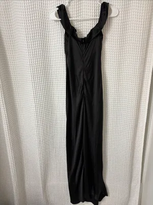 Princess Polly Black Satin Cutout Maxi Dress Women’s Size 4 thumbnail 6