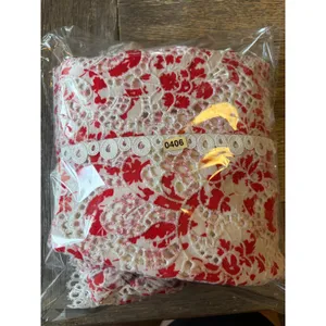 La Maison Talulah Red White Floral Lace Mini Dress V-Neck Puff Sleeve 0406 thumbnail 5