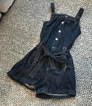 Non Signe Chunky Denim Tie Waist Romper Size M thumbnail 1