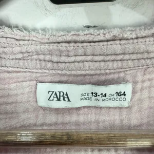 Zara Cotton Gauze Shirt 13-14‎ Pink Button Down Blouse Cottagecore Boho Casual thumbnail 3