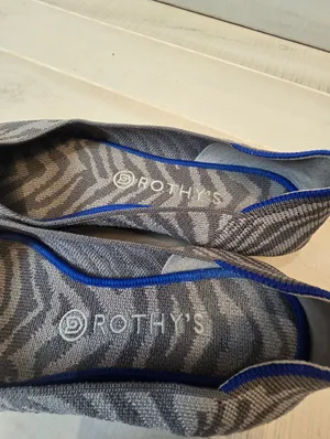 {9.5} Rothy's Gray Zebra Pointed Slip On Ballet Shoe thumbnail 6