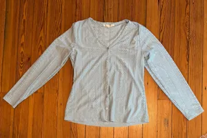 Cyrus Light Blue Eyelet Button-Down Top thumbnail 1
