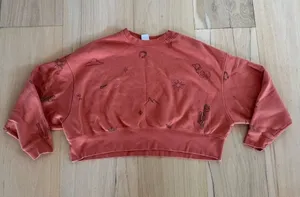 Nike Orange Cropped Sweatshirt Sweater Size Medium thumbnail 1