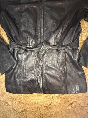 JLC New York Black Genuine Leather Belted Jacket Women’s Small Y2K thumbnail 10