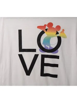 Disney Mickey Mouse Rainbow Pride LOVE Graphic T-Shirt White Size L thumbnail 4