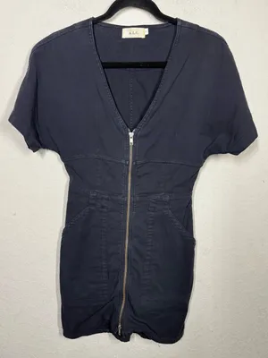 A.L.C Novak Front Zip V Neck Twill Mini Dress Size 2 thumbnail 2