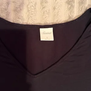 Soma Cool Nights V-Neck Sleep Tee Black Short Sleeve Pajama Top Large thumbnail 3