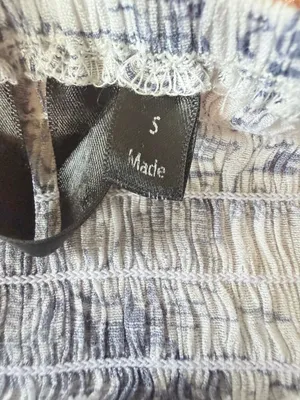 Made Gray & White Toile Print Dress Size S Off Shoulder Bell Sleeve thumbnail 2