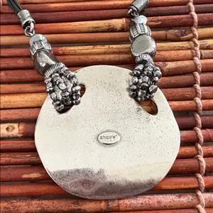 Chico's Textured Silver Pendant Necklace 16”-20” thumbnail 5