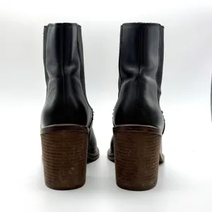 Crown Vintage Pimmy Chelsea Boots 7.5 Black Leather Pointed Toe Block‎ Heel thumbnail 5