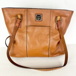Dooney & Bourke Pebble Grain Lexington Tote Handbag Leather Caramel Brown thumbnail 1