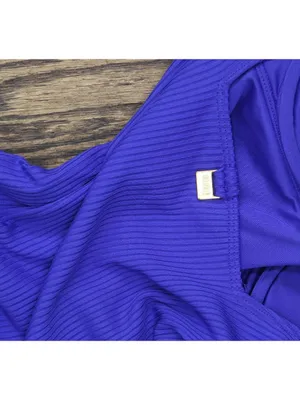 NEW Bleu by Rod Beattie Women Ribbed One Piece Swimsuit Royal Blue 6 thumbnail 4