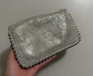 Zara Silver Beaded Clutch thumbnail 1