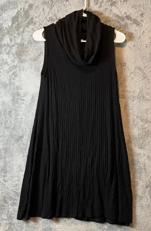 Abound Cowl Neck Knit Ribbed Sleeveless Dress Black Ribbed‎ Size Medium New thumbnail 1