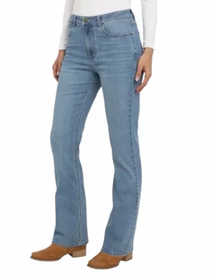 NEW Wrangler Women’s High Rise Bootcut Light Wash Blue Denim Jeans, Size 12x31 thumbnail 3