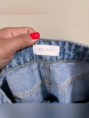 Meshki women’s straight leg light blue denim size 8 high rise raw hem thumbnail 8