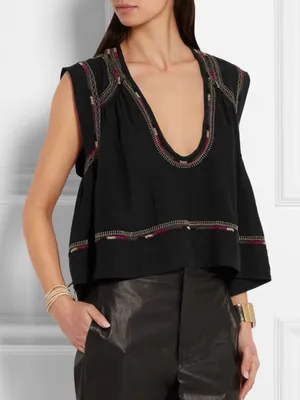 Isabel Marant Curtis Cropped Silk-Bourette Top Size 42/ US Extra Large thumbnail 1