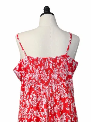 Gap Soft Cami Dress XXL V Neck Smocked Floral Red White NWT Sundress Casual thumbnail 8