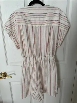 Striped Wrap skirt romper in Cream and Mauve Zara medium thumbnail 3