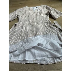 NWT Ann Taylor linen blend‎ dress geometric print belted waist v-neck size 6 thumbnail 11