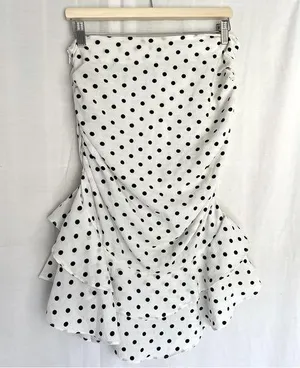 NWT Petal + Pup Tegan ruffle mini skirt polka dots size 12 white black thumbnail 1