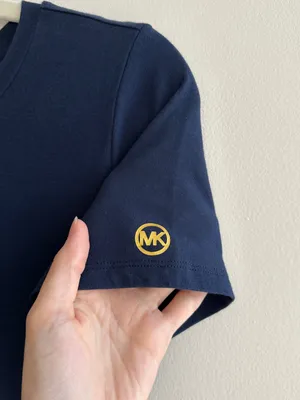 MICHAEL Michael Kors Navy Blue Ruched Cinched Casual Dress, Size Medium thumbnail 8