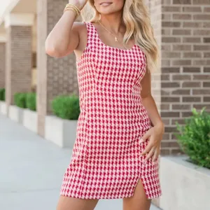 Pink Lily 💌 My Biggest Fan Black‎ And White Houndstooth Mini Dress Game Day Dress Football thumbnail 2