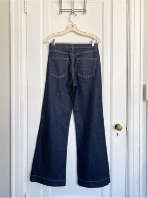 ASKK NY • Juniper Wide Leg Jean flare Olive Resin dark wash stretch trouser thumbnail 12