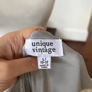 Unique Vintage Gray Silver Midi Fringe Sequin Flapper Costume Dress Halloween thumbnail 4