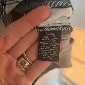 Sanctuary Anthropologie Black‎ and White Plaid Balloon Sleeve Button Down Shirt thumbnail 6