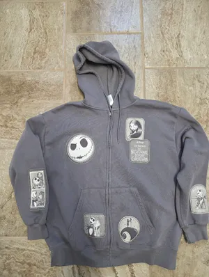 Disney The Nightmare Before Christmas XL Multi Patch Full Zip Hoodie Sweatshirt thumbnail 3
