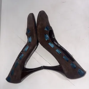 MASSIMO BALDI‎ ITALY Ribbon Brown Sueded LEATHER PUMPS HEELS Shoes Sz 9 B thumbnail 6