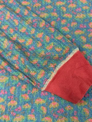 Natural Life Floral Thermal Lounge Pajama Top Blue Pink Waffle Knit Large thumbnail 3
