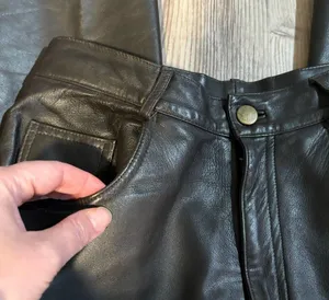 Vintage Vakko Sport Chocolate Brown Leather Pants - size 4 thumbnail 4