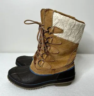 Khombu Cozy Pac Tall Lace Up Suede Knit Duck Boots thumbnail 1