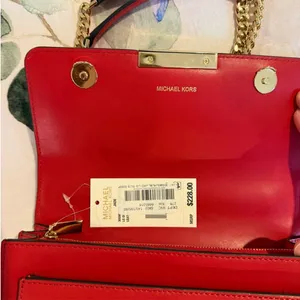 Michael Kors Red Shoulder Bag with Gold Chain thumbnail 5