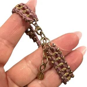 Chan Luu Purple Mauve Pink Goldtone Chain Link Boho Bracelet thumbnail 1