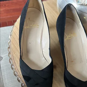 Christian Louboutin Black Suede Leather Bandage Red Bottoms Pumps Size 38 thumbnail 5