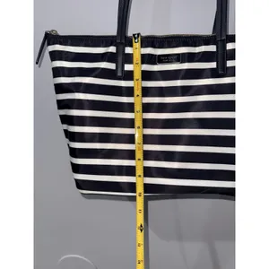 Kate Spade Hayden Sailing Stripe Tote Shoulder Bag Black and White Gold Zipper S thumbnail 7