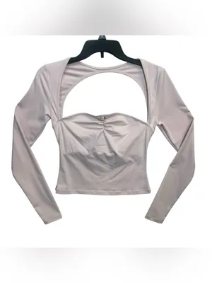 Princess Polly Pink Cutout Ruched Long Sleeve Crop Top Women’s US 4 Y2K thumbnail 3