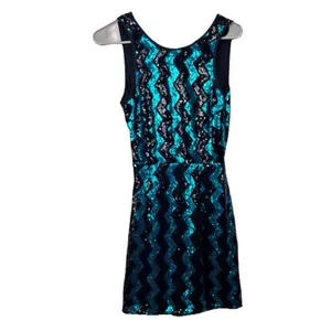 NWT Lulus Time to Dazzle Teal Sequin Backless Mini Bodycon‎ Dress Size MEDIUM thumbnail 5