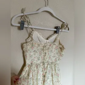 Vintage 70s Candi Jones Ditsy Floral Sun Maxi Dress Sz‎ XXS Strappy Ties Yellow thumbnail 7