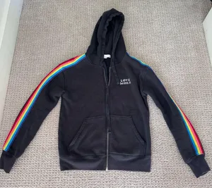 Spiritual Gangster Rainbow Stripe Love More Meditation Zip-Front Sweatshirt Hood thumbnail 4