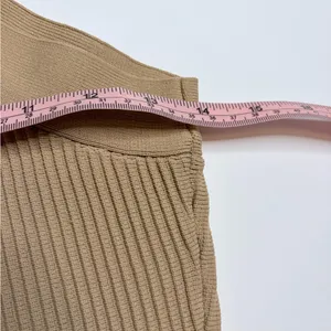 Tan Ribbed One Shoulder Halter Crop Top Sz S a35 thumbnail 4