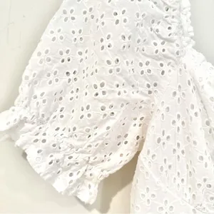 Missguided Eyelet Shorts Romper Women's 6 White‎ Back Zip Fully Lined Tie Front thumbnail 2